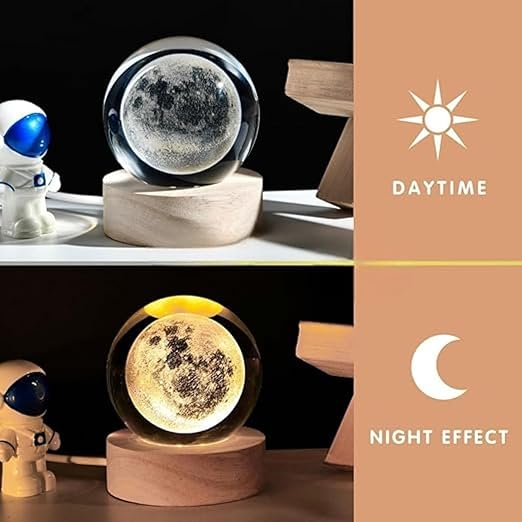 3D Moon Crystal Ball Night Light – Light Up Your Universe